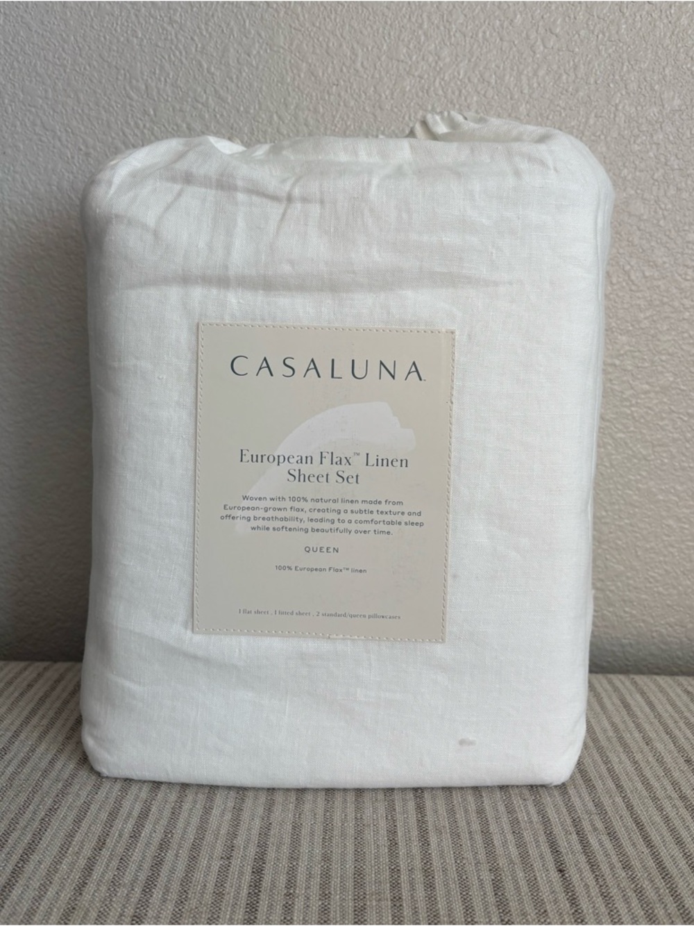 NWT Queen 100% Linen Sheet Set White - Casaluna